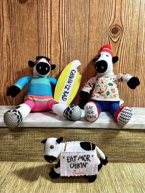 Chick-fil-A Surfer Cow Plush Chikin Iz Rad Set of 3 White & Blue